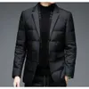 2023 Winter Down Men's Business Suit Business Slim Gentleman Korean Casual Fashion Scalf kołnierz Odłączany zimowy blezer