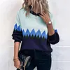 Suéteres de Mujer Clásico para Mujer Otoño e Invierno Estilo Retro a Cuadros Suéter frío cálido Prendas de Punto Sueter Punto Mujer Damen Strick Jersey