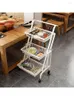 Carrello portaoggetti da cucina Cestino per verdure mobile multistrato dal pavimento al soffitto, pieghevole con ruote