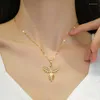 Choker Stainless Steel Chain Phoenix Gorgeous Micro Set Zircon Copper Pendant Necklace Luxury Fashion Jewelry