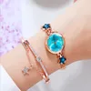 Fashion Bracelet Attractive Womens Watch Creative Diamond Female Watches Contracted Small Dial Star Crystal Drill Ladies Wristwatc330Y