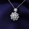 Collier pendentif Moissanite en forme de flocon de neige en or blanc 14 carats pour femmes avec pierres Moissanite rondes VVS de 8mm