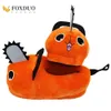 Pantoufles Anime Pochita pantoufles femmes pantoufles en peluche hommes tronçonneuse dessin animé pantoufles Orange chien doux maison pantoufles hiver chaud unisexe toboggan 230926