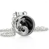 Pendant Necklaces Yin Yang Button Necklace Taichi Black And White Glass Cabochon Buddha Fashionable Attractive Neutral Gift