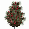 Flores decorativas SEWS-50Pcs mini simulação natal pinho picaretas hastes artificial criativo agulha berry planta para festa de natal decoração de casa