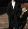 Мужское шерстяное мужское шерстяное пальто зимнее корейское твидовое мужское длинное свободное утолщенное ветровка модное пальто кардиган