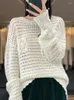 Women's Sweaters 2023 Autumn Women Sweater Pullover O-Neck Hollow Merino Wool Twist Flower Cashmere Knitted Vintage Female Clothes Tops