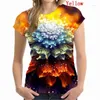 Camisas masculinas 2023 moda feminina roupas de verão casual o-pescoço de manga curta tops senhoras flores impressas blusas soltas camisetas coloridas