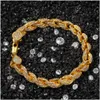 Chain Men Items Trendy 9Mm 8Inch Iced Out Rope Bracelet Gold Sier Rosegold For Hip Hop Jewelry Drop Delivery Bracelets Dhyka