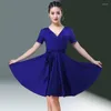 Sahne Giyim Latin Dans Performans Giyim Kadın Yetişkin Elbise Seksi Uygulama Takım Profesyonel Yaz Kısa Kollu