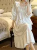 Women's Sleepwear Royal Princess Cotton Hollow Out Style Nightwear Pajamas Sleepshirts Lace Vintage Neck Dress Nightgowns Square