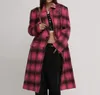 Frauen Wolle Winter Vintage Plaid Dicken Wollmantel Frauen Gerade Mischungen Lange Outwear