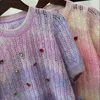 Maglioni da donna Hsa Autunno 2023 Moda Maniche rimovibili Maglione lavorato a maglia Sfumatura di colore Pullover T-shirt All-match Donna Cropped Knit Top