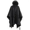 Męska kurtka wełniana M-4xl Cloak Autumn and Winter Woolen Sleveless Shawl Boys Black Hooded Some-Breasted Płaszcz England