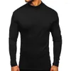 Herren-T-Shirts, US-Größe S-XXL, Frühlings-Herbst-Langarm-T-Shirt für Männer, einfarbig, Stehkragen, dünnes Fleece-Bottom-Shirt für Männer