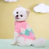 Vêtements pour animaux de compagnie automne et hiver chaud rayé couleur pull élastique à deux pattes revers chat tricoté vêtements en laine en gros