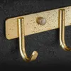 Towel Racks Nordic Matte Gold Bathroom Towel Hook Wardrobe Coat Hook Creative Free Punching Aluminum 4-7 Hooks 230926