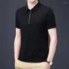 Men Polos Summer 2024 Mercerized Short Sleeve Polo Shirt Men Turtleneck Tertleneck Ice Derts Drop عالية الجودة في منتصف العمر