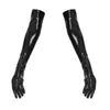 Five Fingers Gloves Sexy Women Faux Leather PVC Shiny Latex Long Punk Mitten Party Clubwear Cosplay Stage Costume Accessories 230925