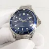 PO Real PO في Box Original Mens Watches Men Blue Dial 007 Stainless Steel Bracelet Limited Edition Professional Asia 281228L