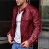 Chaqueta de piel para hombre, abrigo de PU para motocicleta para invierno y otoño, prendas de vestir ajustadas y cálidas, ropa de marca para hombre, ropa de calle de lucha 2023