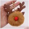 Portachiavi Simpatico peluche Alce Portachiavi Pompon Ciondolo Catene Anello Portachiavi Auto Porta ciondoli Borsa Regali Decorazione albero di Natale Drop Deliver Dhrwm