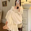 Women's Sleepwear Royal Princess Cotton Hollow Out Style Nightwear Pajamas Sleepshirts Lace Vintage Neck Dress Nightgowns Square