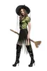 Ontwerper Themakostuum Fasion Sexy Groen Volwassen Heks Goochelaar Cosplay Jurk Dames Fantasy Halloween Onregelmatige Gothic Met Hoed