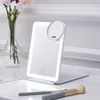 Compact Mirrors 3 Colors Light Modes Cosmetic Folding Led Lighted Touch Screen Makeup Mirror Usb Rechargeable Foldable 230926
