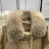 Dames Donsparka Mode Herfst Winter Echte Nertsen Bontjas Vrouwen Natuurlijke Witte Eendenveren Jas Luxe Bovenkleding Losse streetwear 230925