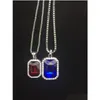 Andra smyckesuppsättningar fyrkantiga isade ut Hip Hop Lab Diamond Pendant Necklace Set Sier Stone Rapper med kedjedroppsleverans DHCTA