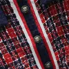 Mélanges de laine pour femmes nouveau bloc de couleur rouge pour femmes col rond à manches longues tweed manteau court en laine casacos S M LL230926