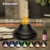 Umidificatori Kinscoter Diffusore di aromi vulcanici Lampada ad olio essenziale 130 ml Umidificatore portatile USB con luce notturna a fiamma colorata YQ230926