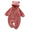 Strampler geborenes Baby Mädchen Jungen Outfits Langarm Plüsch Kapuzenspielanzug Teddybär Overall Kleinkind Herbst Winter Kleidung für 0–24 Monate 230925