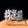 Brillante Plata de Ley 925 Marquesa corte Moissanite anillos de diamantes fiesta mujeres boda hoja anillo regalo Hip Hop Jewelry301s