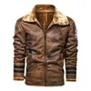 Jaqueta de couro de pele masculina retro camurça casaco outerwear motocicleta motociclista masculino inverno grosso velo homem jaquetas à prova vento