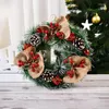 Dekorativa blommor 30 cm julkrans dekoration klassisk träd konstgjord pinecone röd bär girland hängande ornament snöflinga dekor