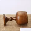 Wine Glasses New Natural Creative Wooden Goblet Travel Portable Drinking Tea Milk Beer Cup Quality Drop Delivery Home Garden Kitchen D Dh7Ww