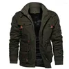 Men's Fur Winter Wool Coats Male Warm Hooded Coat Thick Thermal Outerwear Military Cotton