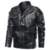 Men's Fur Classical Motorcycle Leather Jackets Spring Autumn Coat Jacket Slim Cashmere Thickened Lapel Solid Color