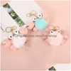 Keychains Lanyards 12 Colour Crab Keychain Hairball Bag Small Pendant Keyring Schoolbag Accessories Purse Activity Gift Drop Delivery Dhvj9