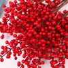 Decorative Flowers 1-12 Branches With 30 Heads Artificial Berries Branch Bouquet Red Holly Berry Stamen Plants Christmas Party Home Decor