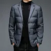 2023 Winter Down Men's Business Suit Business Slim Gentleman Korean Casual Fashion Scalf kołnierz Odłączany zimowy blezer