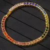 Nuova moda personalizzata Oro Bling Diamanti colorati Catene da tennis Bracciali Uomo Gioielli Hiphop per Uomo Donna Regali di Natale per267R