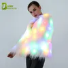 Damen Pelz Kunstpelz LED Pelzmantel Bühnenkostüme weibliche LED leuchtende Kleidung Jacke Bar Tanzshow Kunstpelzmäntel Stern Nachtclub Weihnachten LED Mantel 230926