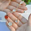 Fanjia Ladybug Four-leaf Clover Beetle Rose Gold Natural Fritillaria Lucky Flower Bracelet