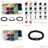 Akrylplast Lucite 274 PCS Pärlor Kit runt natursten sätter smycken tillbehör charms elastisk sträng diy armband handmake hantverk dh2ma