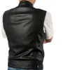 Gilet da uomo Pu Uomo Streetwear Giacca in pelle Gilet da uomo Senza maniche Punk Tasca Loose Fit Nero Brand Gilet da motociclista Cappotti