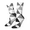 Trójkąty skarpet męskich w czarno -szarym i białym geometrycznym wzorom Unisex Winter Windproof Happy Street Style Crazy Sock