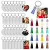 Keychains 32Pcs Sublimation Blank Keychain Double-Side Printed Transfer DIY MDF With PU Leather Tassel Jewel217A